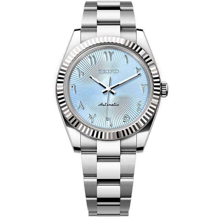 Seiko Datejust Textured Arabic Mod - Baby Blue