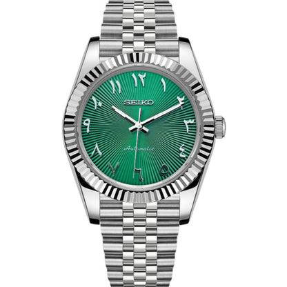 Seiko Datejust Textured Arabic Mod - Green