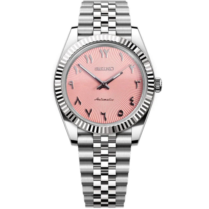 Seiko Datejust Textured Arabic Mod - Pink