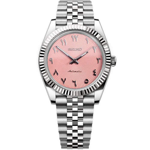 Seiko Datejust Textured Arabic Mod - Pink