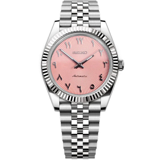 Seiko Datejust Textured Arabic Mod - Pink