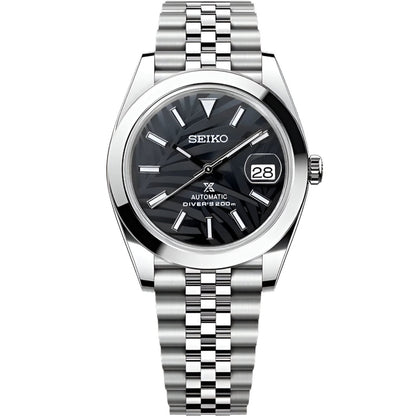 Seiko Datejust Palm Leaf Smooth Mod - Black