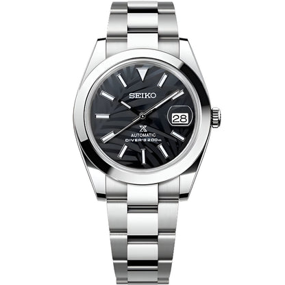 Seiko Datejust Palm Leaf Smooth Mod - Black