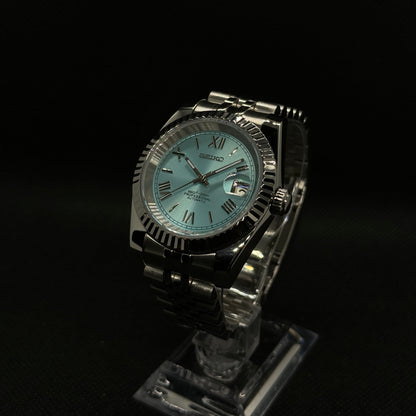 Seiko Datejust Roman Mod - Baby Blue - Tempus Mods