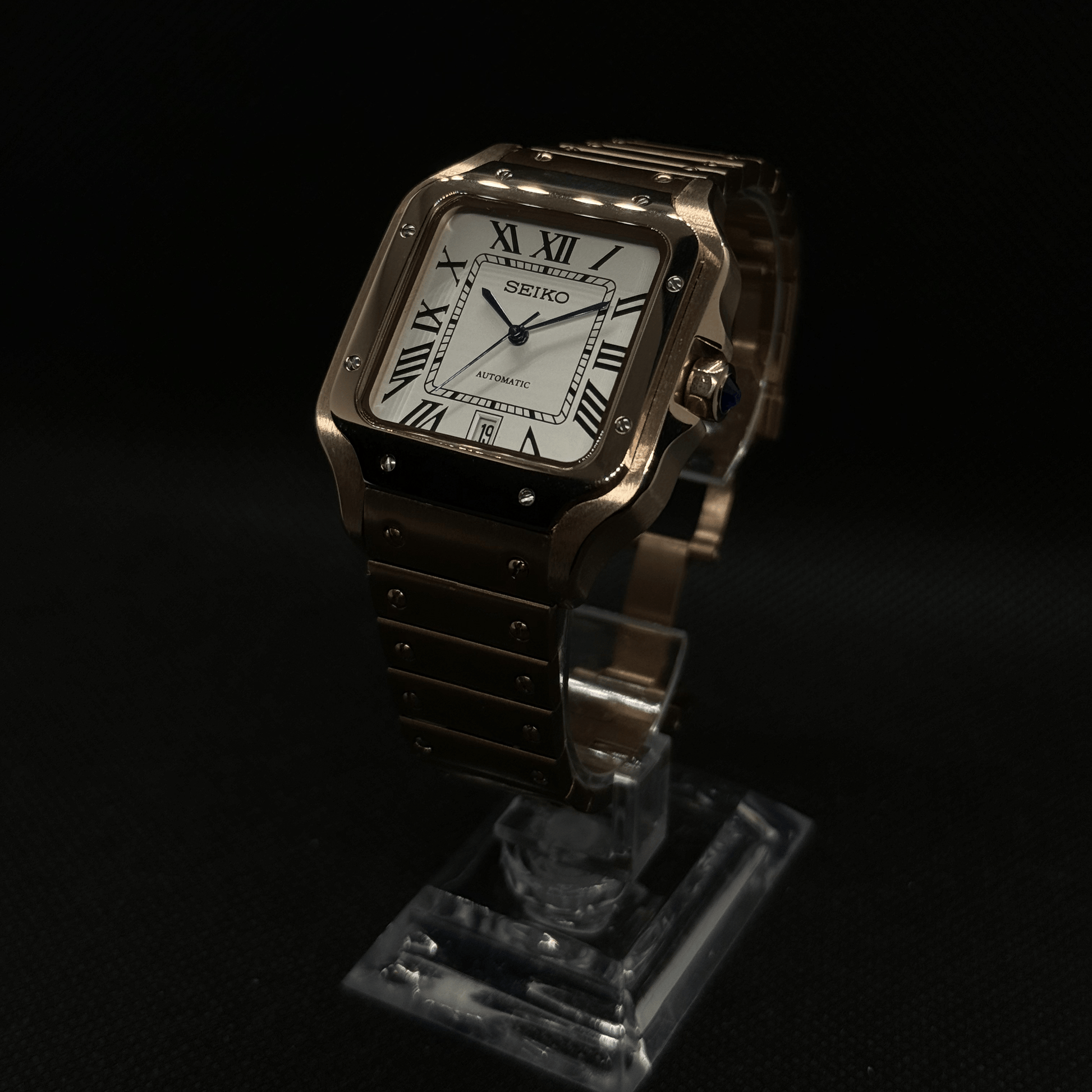 Seiko Santos Rose Gold Mod - White - Tempus Mods