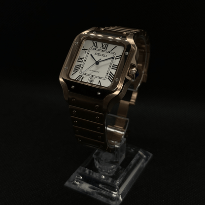 Seiko Santos Rose Gold Mod - White - Tempus Mods