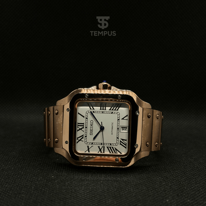 Seiko Santos Rose Gold Mod - White - Tempus Mods